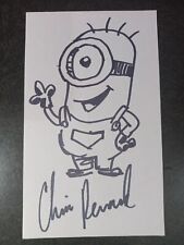 CHRIS RENAUD assinado à mão e esboço à mão cartão 3x5 -diretor - minions desprezível para mim comprar usado  Enviando para Brazil
