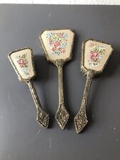 Vintage Hand Embroidered dressing Table Mirror And Brush Set for sale  Shipping to South Africa