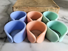 Used, Napkin Holders x 6 - Hard Plastic / Melamine - Pastel Green Blue Peach - Vintage for sale  Shipping to South Africa