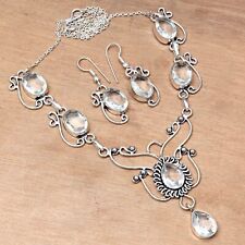 Conjunto de collar y pendientes de plata unisex de piedras preciosas de moissanita para mujer de 18-20 segunda mano  Embacar hacia Argentina