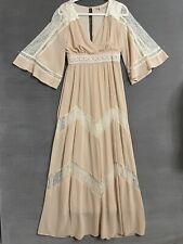 Anthropologie Champagne Strawberry Dress M Maxi Lace Boho Peasant Cottage Hippie for sale  Shipping to South Africa