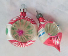 Pair Vintage Decorated Glass Christmas Tree Reflector Ornaments for sale  Shipping to South Africa