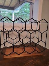 Table top Honeycomb Wire 11 Bottle Wine Rack in Black with wood stand 16W x 13H for sale  Shipping to South Africa
