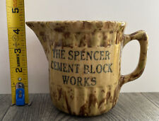 Antique Spongewear Advertising Pitcher The Spencer Cement Block Works, Flawed for sale  Shipping to South Africa