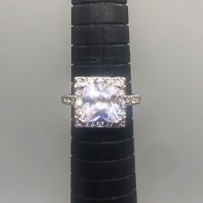 Princess Cut Halo Ring Size 7 Womens Silver Tone CZ Cubic Zirconia Engagement for sale  Shipping to South Africa