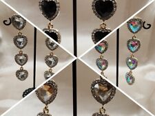 Diamante Heart Drop Earrings. 4 Colours, Stock Clearance! for sale  Shipping to South Africa