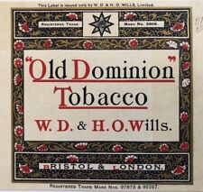 Etiqueta de paquete de tabaco de cigarrillo Old Dominion A WD HO Wills segunda mano  Embacar hacia Mexico