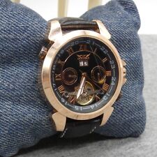 Used, Jaragar Mens Automatic Tourbillon Watch Black Leather Band 48 mm Case Black Dial for sale  Shipping to South Africa