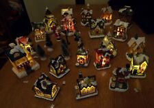 Used, Lot 20 Little Winter Village Scene Lighted Houses: stores/church/houses/accessor for sale  Shipping to South Africa