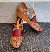 * PAVERS * BROWN LEATHER LOW WEDGE CLOSED TOE  SANDALS / SHOES * UK 6 for sale  Shipping to South Africa