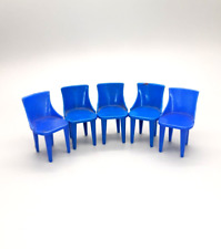 5 sillas de plástico azul vintage K-7 casa de muñecas en miniatura de juguete de plasma segunda mano  Embacar hacia Argentina
