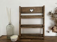 Rustic Wooden Shaker Style Heart Cut Out Handmade Spice Rack Shelving, used for sale  Shipping to South Africa
