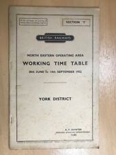 British Railways North Eastern Region Working Time Table York District 1952 for sale  LYDNEY