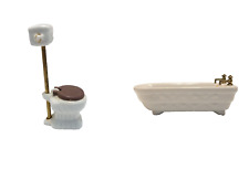 Used, Vintage Porcelain Miniature Bathtub, & Toilet, Figurines. for sale  Shipping to South Africa