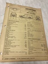 Fiche technique automobile Chrysler Matra Simca Rancho édition 1978 EA d'occasion  Decize