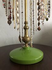 Vintage Jewelry Stand 1970’s Green Repurposed Lamp Jewelry Necklace Organizer for sale  Shipping to South Africa