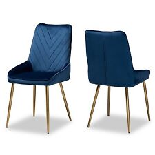 blue 2 chairs navy velvet for sale  USA