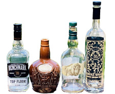 LOTE DE 4 garrafas decorativas exclusivas de licor de uísque Bourbon garrafa de vidro vazia, usado comprar usado  Enviando para Brazil
