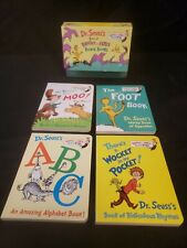 Antiga caixa de 4 livros de tabuleiro brilhantes e antigos do Dr Seuss estojo de transporte ABC Foot Book comprar usado  Enviando para Brazil