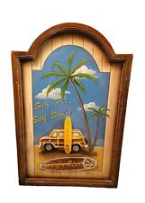 Surfs Up! Arte de parede 3D de madeira para vagabundo de praia palmeira surf sem segurança, usado comprar usado  Enviando para Brazil