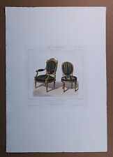 Italy Hand Colored Lithograph of Louis XVI French Chairs "Le Mobilier, Fauteuil  for sale  Shipping to South Africa