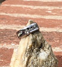 Handmade Stainless Steel Ring w/ Sylvanite & Pearl White Mica Powder * Size 10 for sale  Shipping to South Africa