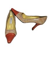 Bellini Women's Heels Shoes Size 10M Gold Burnt Orange ROYAL Croc Embossed Snake for sale  Shipping to South Africa