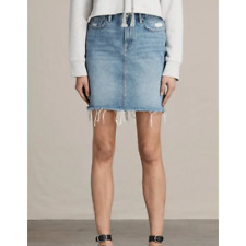 Saia jeans All Saints Kim cintura alta cintura alta bainha crua desgastada tamanho 10, usado comprar usado  Enviando para Brazil