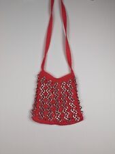Usado, Bolsa tiracolo retrô feita à mão de crochê alumínio refrigerante pode puxar aba bolsa vermelha comprar usado  Enviando para Brazil