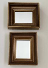 Dois espelhos vintage antigos emoldurados de madeira dourada conjunto pequeno 5” x 6” x 1 3/4” comprar usado  Enviando para Brazil