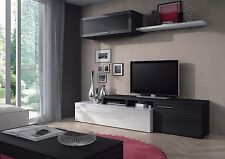 Mueble salón TV modular, color Blanco Brillo y Gris Ceniza 200cm. segunda mano  Alquerías del Niño Perdido