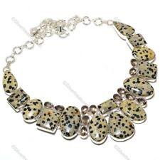 Dalmation Jasper Jewelry Silver Plated Mum Gift Chain Adjustable Necklace 18.0" for sale  Shipping to South Africa