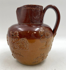 Doulton Lambeth Brown Jug Hunting Two Tone Stoneware Antique Vtg T2710 C3673 for sale  Shipping to South Africa