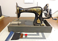 1913 SINGER 15 TIFFANY  Sewing Machine w/Hand Crank - SERVICED - Leather Denim for sale  Shipping to South Africa