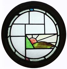 Used, Rare Art Deco Sunburst Over The Hills English Round Stained Glass Window  for sale  Shipping to Canada