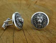 Used, Fabulous Lions Face Design In 935 Argentium Silver Men's Cufflinks for sale  Shipping to South Africa