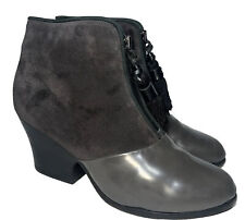 Rag & Bone Size 38 7.5 Darcy Tassel Asphalt Suede Leather Ankle Gray Boots for sale  Shipping to South Africa