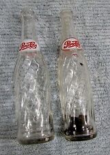 Two Vintage 1960's Pepsi Cola Old 12 oz Swirl Glass Soda Pop Bottles FREE S/H for sale  Shipping to Canada