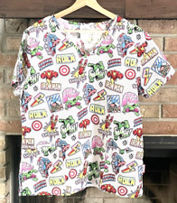 Used, Marvel Avengers Scrub Top Shirt Women’s Large White Comics Medical Nursing for sale  Shipping to South Africa