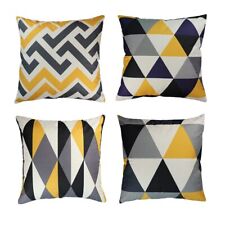 Cushion Covers 45x45 cm Set of 1/4 Yellow and Grey Geometric Throw Pillow Covers for sale  Shipping to South Africa