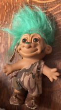 Conjunto de camuflaje muñeca troll vintage, pintura de guerra cabello verde 4,5"" Russ años 80 segunda mano  Embacar hacia Argentina