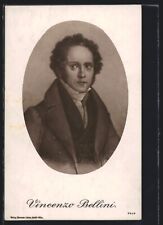 Used, Postcard Portrait Vincenzo Bellini with Curls in Contemporary Clothing  for sale  Shipping to South Africa