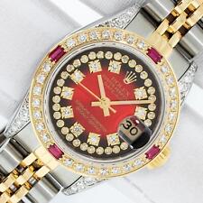 Reloj Rolex Lady DateJust esfera diamante rojo acero y oro 18k diamante bisel rubí segunda mano  Embacar hacia Argentina