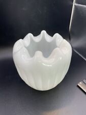 Vintage Milk Glass Ribbed Inward Ruffle Rose Bowl Vase Opaque White for sale  Shipping to South Africa