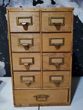 Used, Vintage 9 Drawer Wood Library Card Catalog Apothecary Cabinet Handmade  for sale  Valley Park