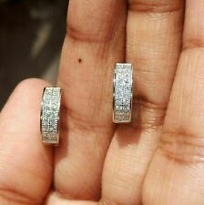 1.00Ct Round Cut DEF Moissanite Huggie Hoop Earrings In 14K White Gold Plated for sale  Shipping to South Africa