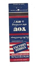 Factory stores matchcover for sale  Sterling Heights