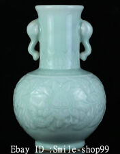 Garrafa vaso de porcelana esmaltada azul 11,8" antiga dinastia Qing cabo cabeça de elefante comprar usado  Enviando para Brazil