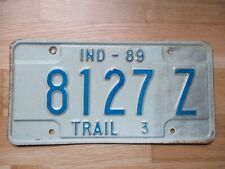 Placa de matrícula de coche americano antigua usada original Trail 3 de Estados Unidos Indiana 1989 segunda mano  Embacar hacia Argentina