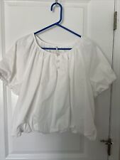 Anthropologie White Cotton Puff Sleeve Bubble Hem Top Sz XL for sale  Shipping to South Africa